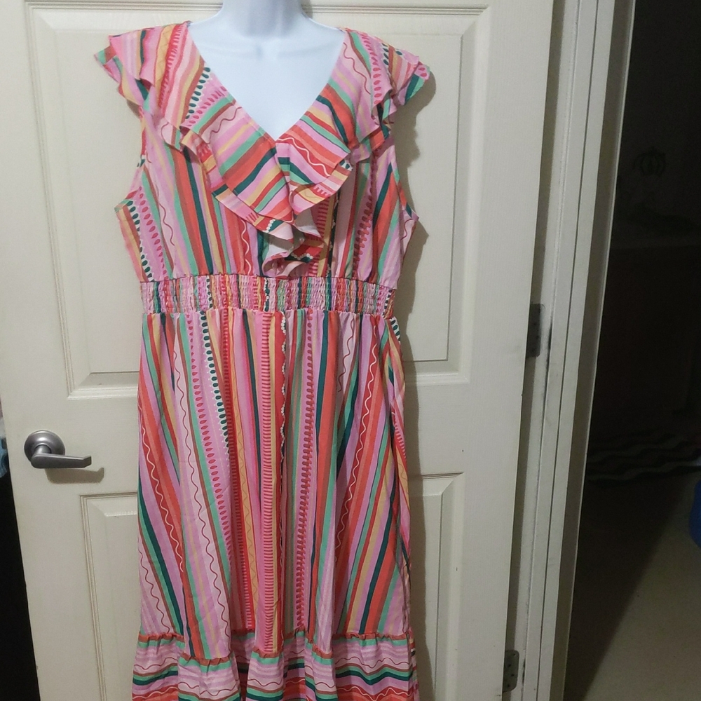 Grace Karin Colorful Striped Dress 2X